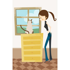 ネコとお姉さんの写真