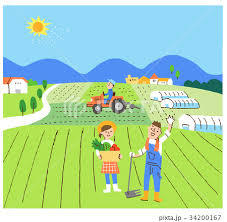畑に種をまくイラスト